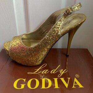 Gold Sparkle Platform High Heels
